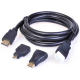 Шнур HDMI 3в1 (переходники HDMI-mini / HDMI-micro) 1.5м